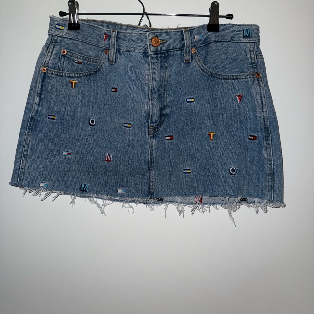 Embroidered Denim Skirt - Blue